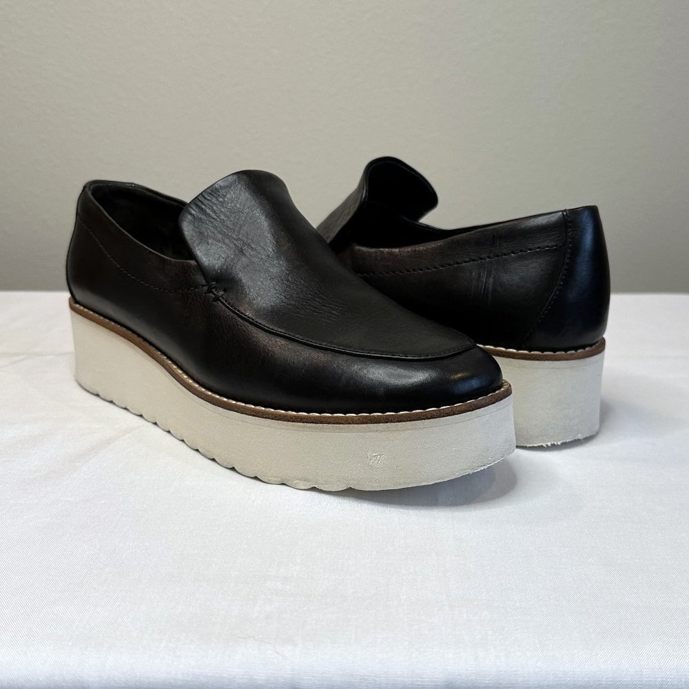 Vince Zeta Black Leather Platform Loafers - Picture 4 of 14